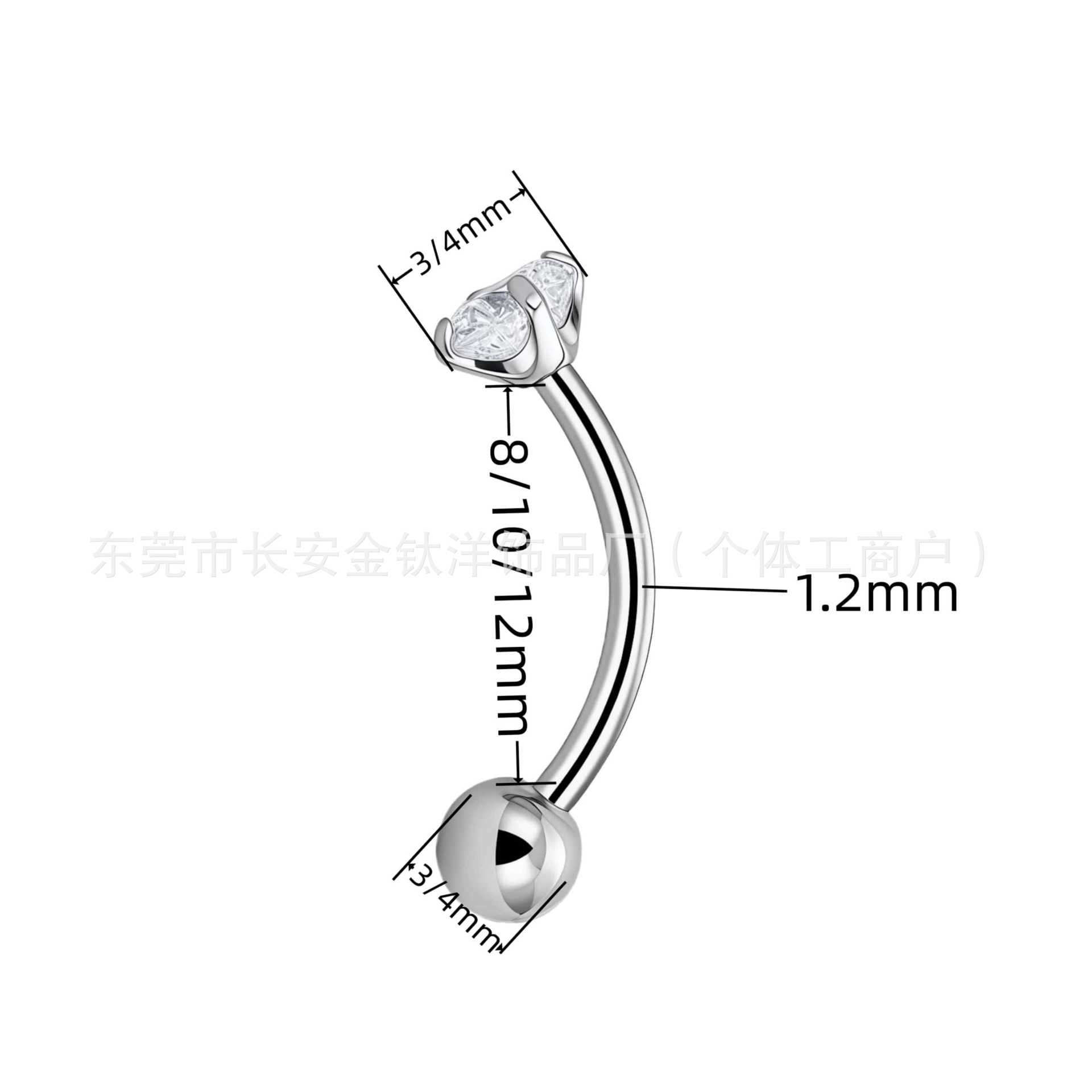 F136 Titanium Inner Thread Curved Barbell Claw Set Zircon Eyebrow Nail Ear Bone Nail Body Piercing Jewelry detail image 4