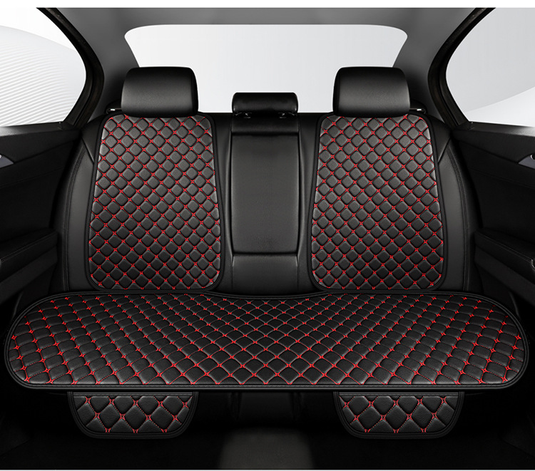 All-Season Leather Seat Cushion Cover, Summer Non-Slip and Wear-Resistant Leather Rear Seat Cushion, Single Piece for Five Seats