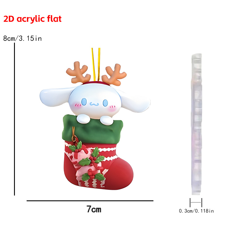 Transfronterizos nuevos adornos de Navidad Sanrio 2D colgantes planos acrílicos árbol de Navidad colgantes de decoración de atmósfera de vacaciones image 9
