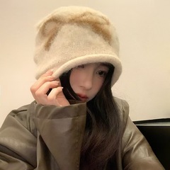 韩系ins可爱蝴蝶结针织毛线帽女秋冬季保暖防寒堆堆帽大头围冷帽