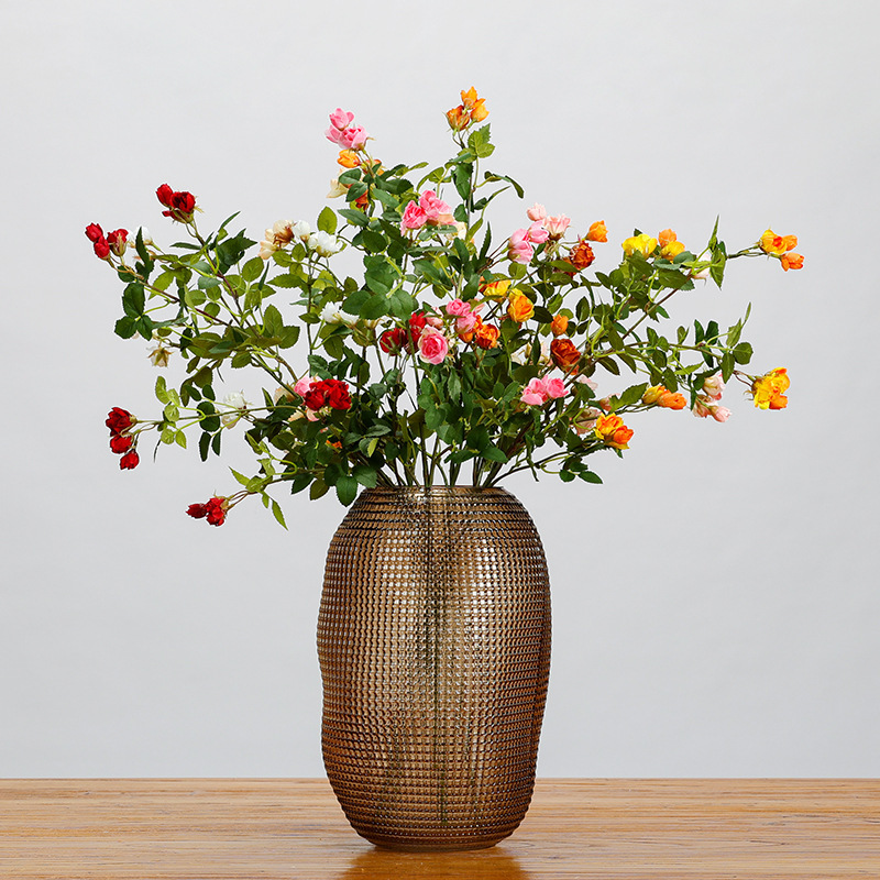 Cross-Border High-Quality Artificial Flower Single Branch Multi-Headed Small Rose Artificial Flower Accessible Luxury Classy Floral Designer Flower Arrangement Bouquet