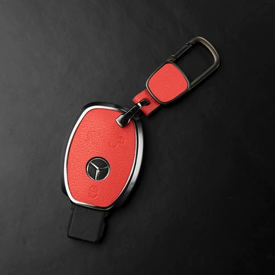 Mercedes Key Covers: C-Class, S-Class, E-Class, Car key bag - mercedes-benz-c-class-3-button-key-fob-case-grapefruit-red-square-buckle