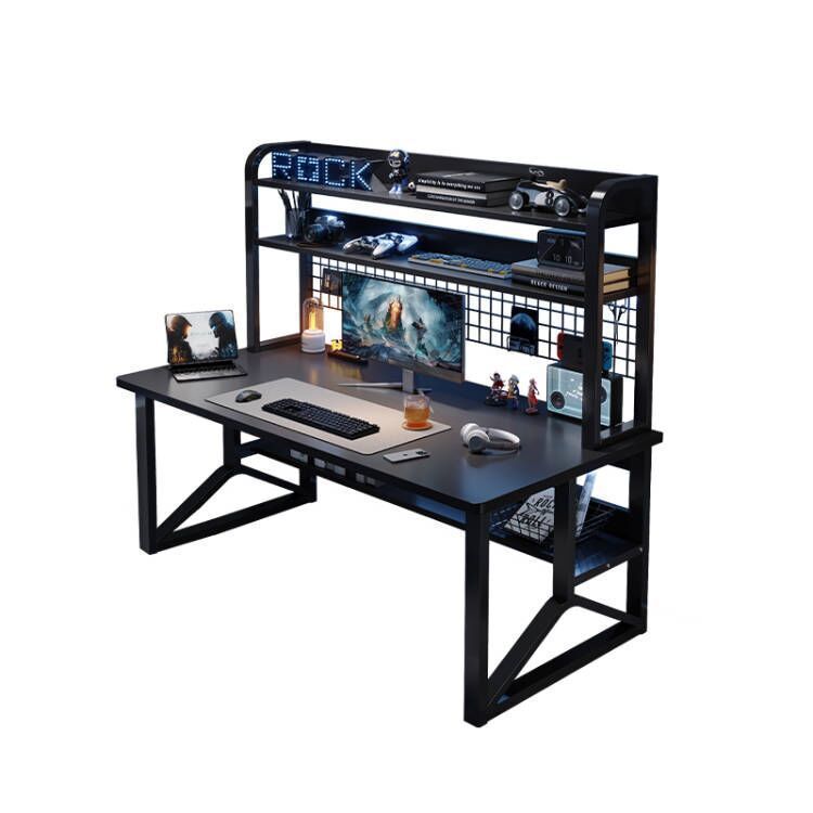 Escritorio para computadora Escritorio Juego de mesa y silla para deportes electrónicos Dormitorio Escritorio para el hogar Estante de estantería Mesa integrada con tablero de agujeros