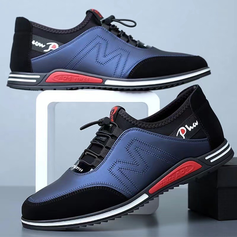 2023秋季时尚男鞋内增高商务休闲皮鞋休闲百搭透气软底软面男鞋