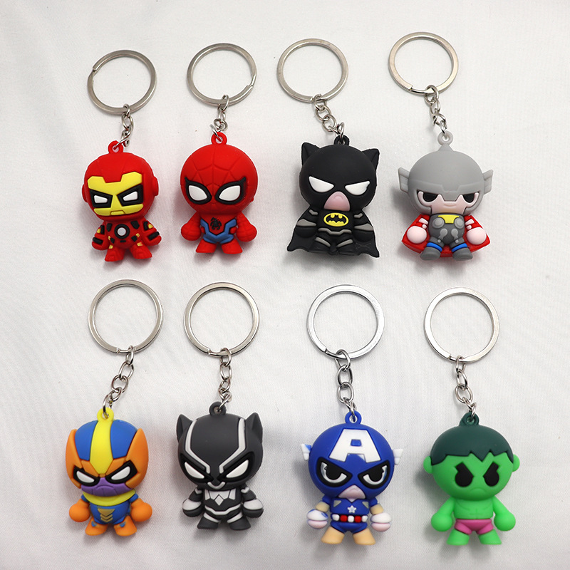 Q version of Marvel Avengers series Spider-Man Batman Captain America key chain pendant small gifts Q version of Marvel Avengers series Spider-Man Batman Captain America key chain pendant small gifts