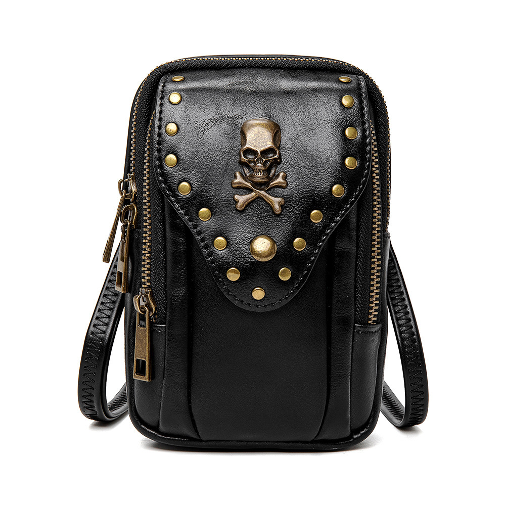 Nuevos productos europeos y americanos punk bolsos de mujer retro marrón al aire libre móvil cambio mini bolsos deportivos ociosos mini bolsos