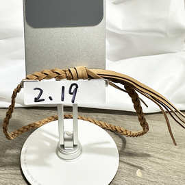 复古麻花编织仿皮帽带流苏飘带牛仔帽装饰绑带帽配件多色现货批发