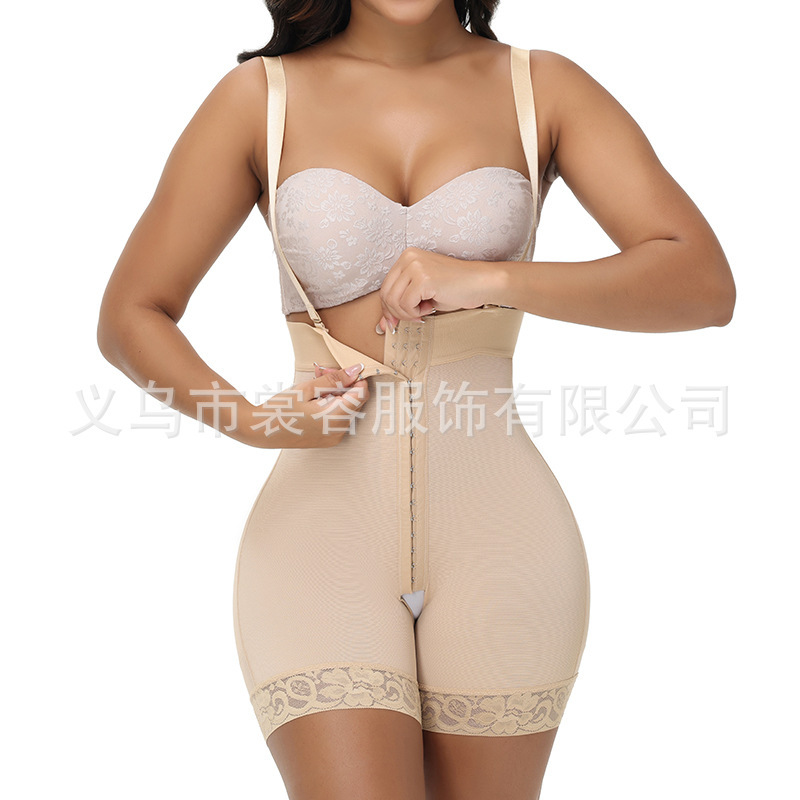 Foreign Trade plus size High Waist Buckle Belly Shaping Pants Strong Effect Shaping Belly Shaping Sexy Open Crotch one-body Tunic