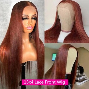 2025 new European and American lace headgear long straight hair human hair wig straight front lace wig