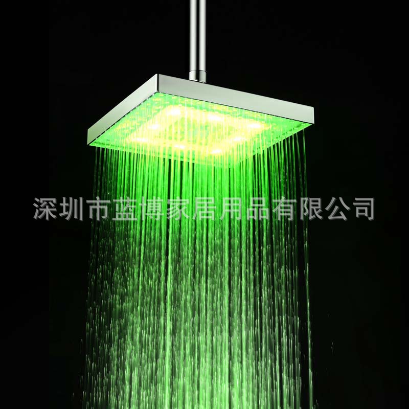 8 pulgadas de color cambiante aerosol superior ABS cuadrado LED superior spray colorido/temperatura sensible a la ducha de tres colores spray superior 8030-C1