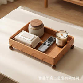 实木茶盘带轮多功能收纳托盘家用客厅茶几咖啡杯垫置物架简约北欧