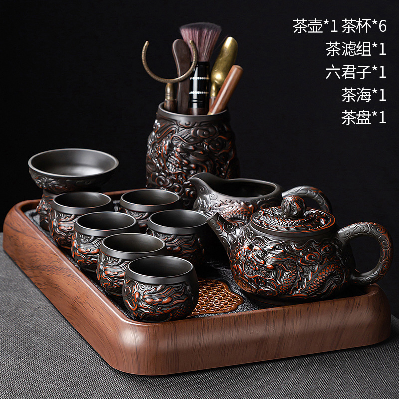 高端紫陶功夫茶具套装家用盖碗泡茶壶茶杯专用2025新款办公室送礼|undefined
