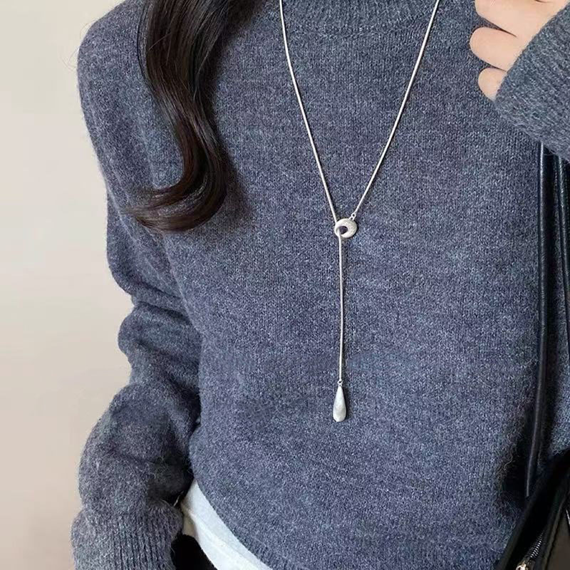 Otoño y invierno minimalistas collares colgante de goteo de Feng Shui mujeres chaqueta larga suéter cadena casual accesorios de lujo ligero