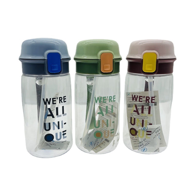 DOMETO succión deportiva taza de paja simple taza de agua de chicas letras inglesas comercio exterior taza portátil de plástico