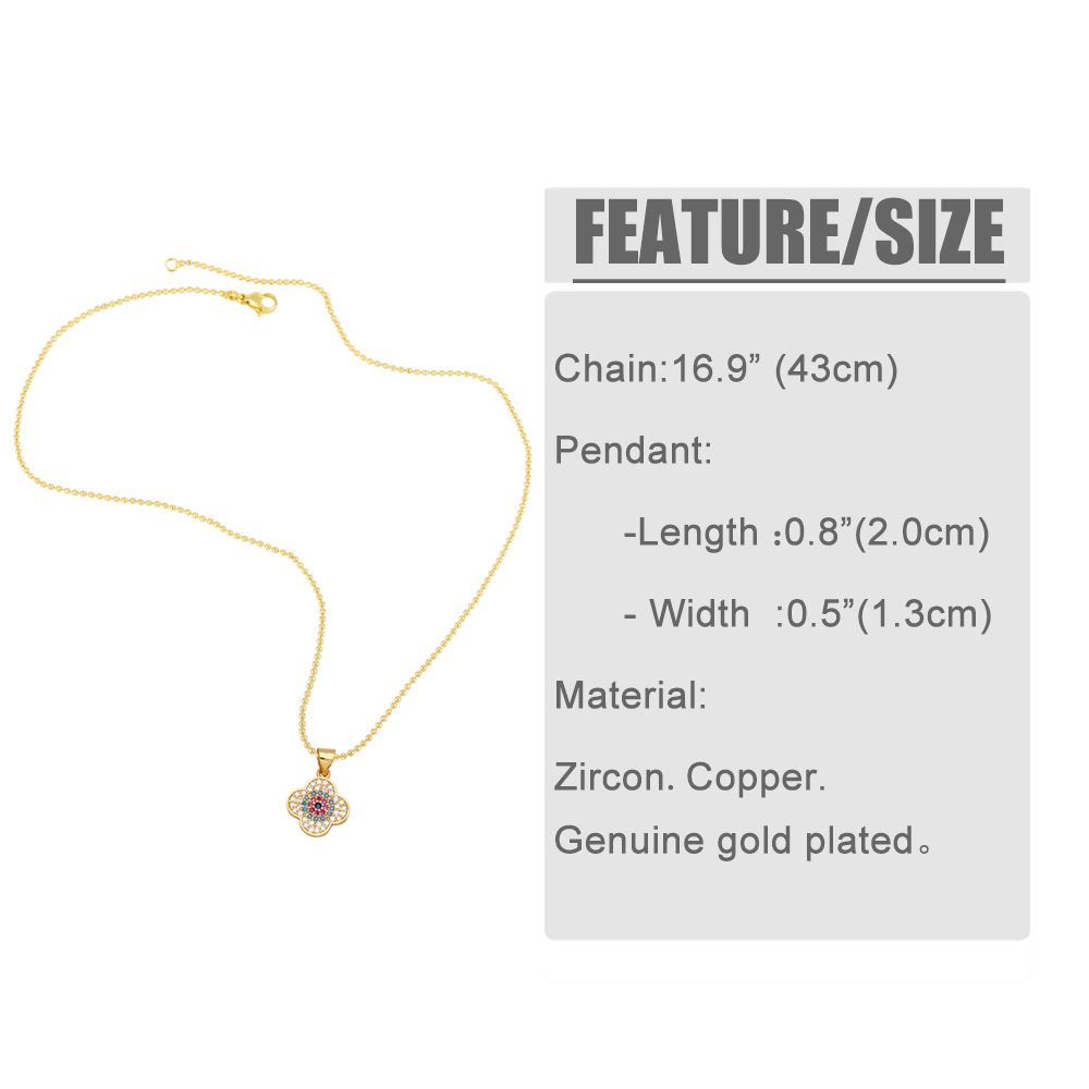 Fashion Devilu0027s Eye Heart Four-Leaf Clover Micro Inlaid Colorful Zircon Clavicle Chain Necklace