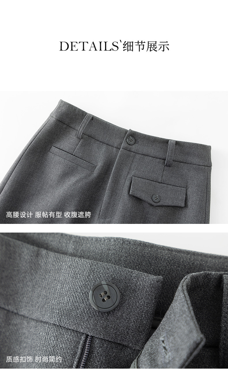 Váy midi len Tencel xám đậm xẻ tà ống suông đa năng — màu xám chi tiết 22