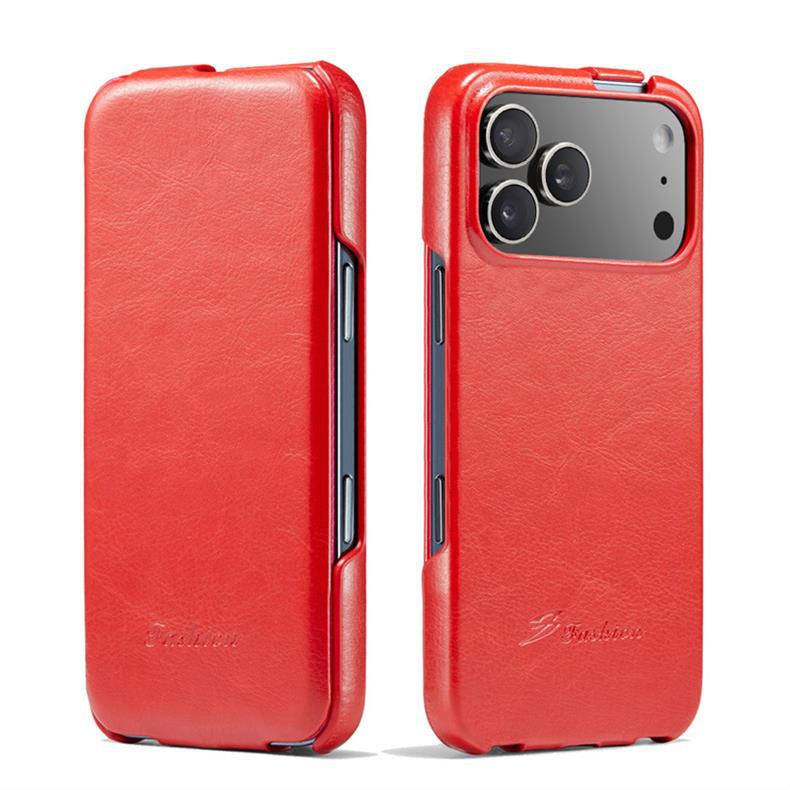 适用iPhone17 Air疯马纹上下翻盖手机皮套S26Plus保护套超薄商务