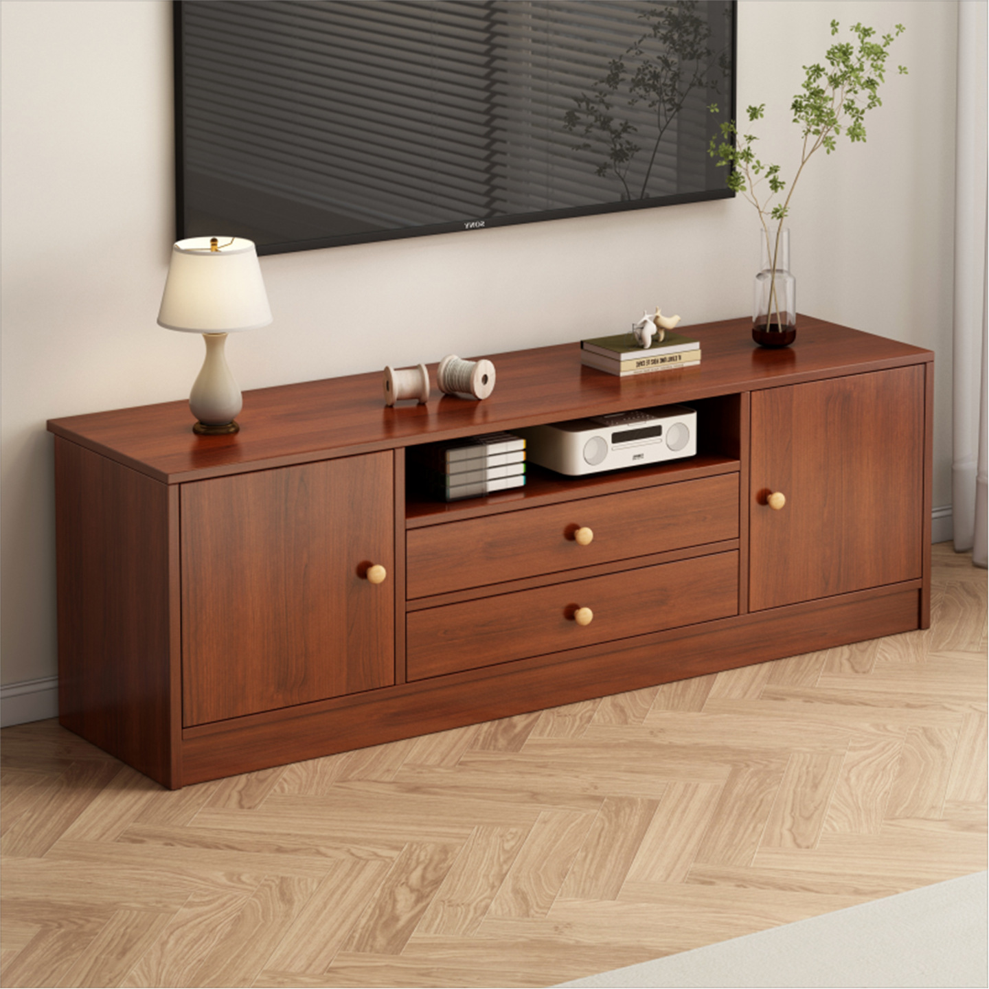 Tv Cabinet Tall Living Room Home Small Apartment 2025 New Storage Storage Integrated Floor-Standing Bedroom Tv Cabinet