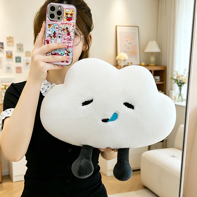 New creative mood cloud plush pillow, cute cloud sleeping companion toy, no worries, no unhappiness pillow