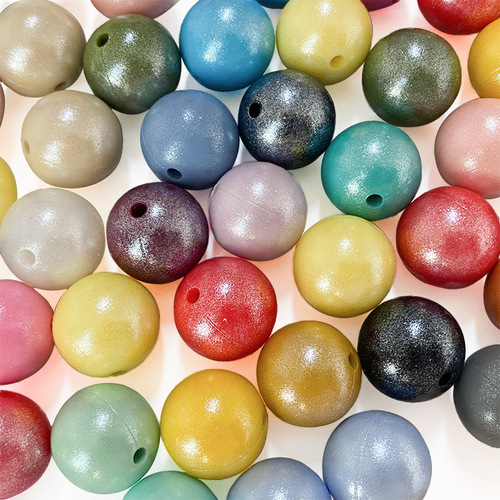  new 15MM silicone round beads with fine shiny surface baby teething necklace jewelry diy teether loose beads wholesale