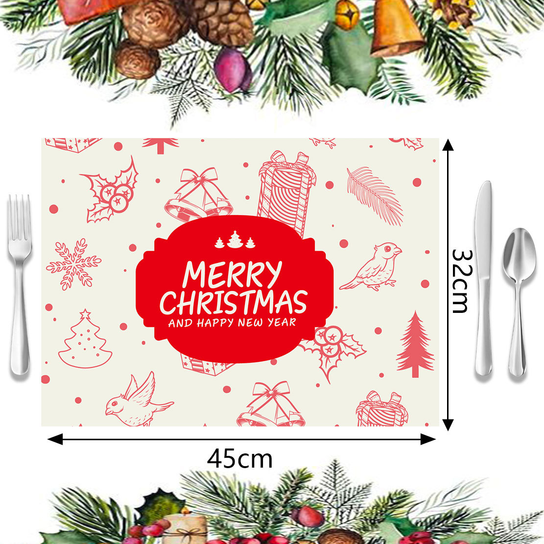 Weihnachtstischsets Leinen Mahlzeit Western Restaurant Isoliermatte Küchendekoration Tischset_voghion.com