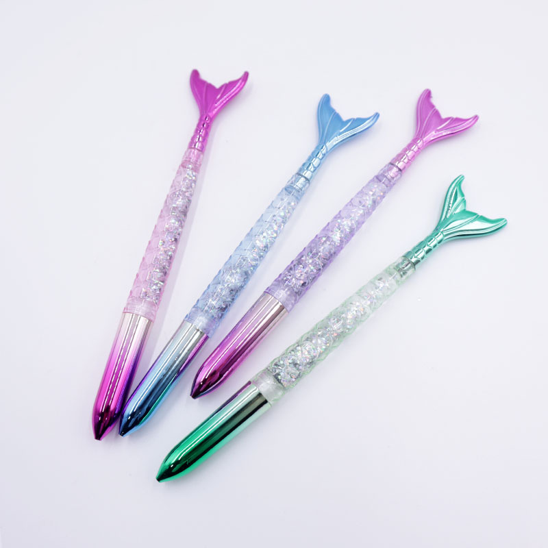 Shallow Sand Sparkling Mermaid Ballpoint Pen Cute Crystal Girl Heart Signature Pen Wholesale Student Stationery Neutral Pen