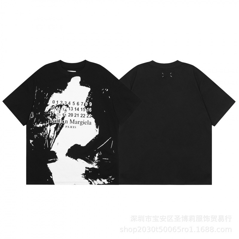 クロスボーダー メゾン マルジェラ マルジェラ デジタル プリント MM6 ピュアコットン 高品質 メンズ Tシャツ レディース 半袖 トレンド|undefined