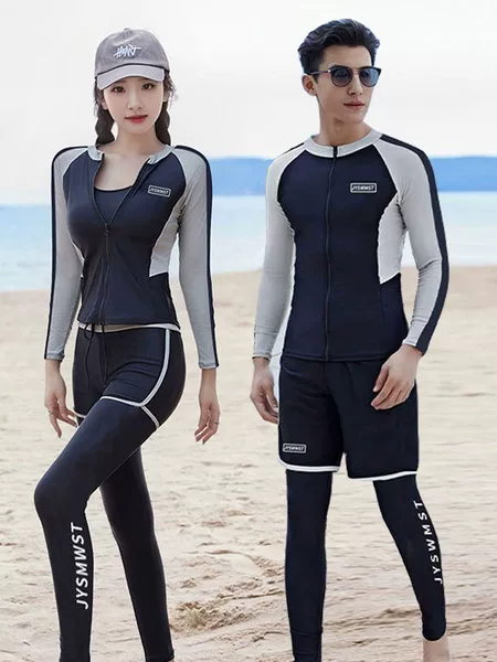 Couple Swimwear Men's and Women's Sunscreen Quick-drying Long-sleeved Trousers Split Diving Suit Swimwear New Arrival plus size Surfer Suit Women