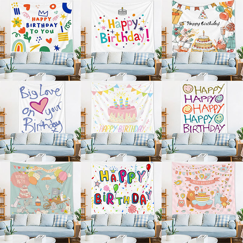 Ins Birthday Background Cloth for Children's 100th Day Celebration, Party Decor, Hanging Tapestry, Banner, Simple Forest System, Bedding