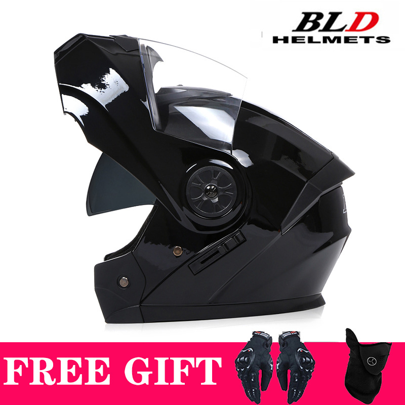 Helmet, Motuoche Motosiklet kaskı (dəbilqə) - gloss-black-transparent-visor-gift-mask-gloves-s55-56