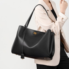【オリジナルスキン】ビッグバッグ本革シングルショルダーバッグ脇下トップ層牛革大容量レディース通勤高級感トートバッグ
