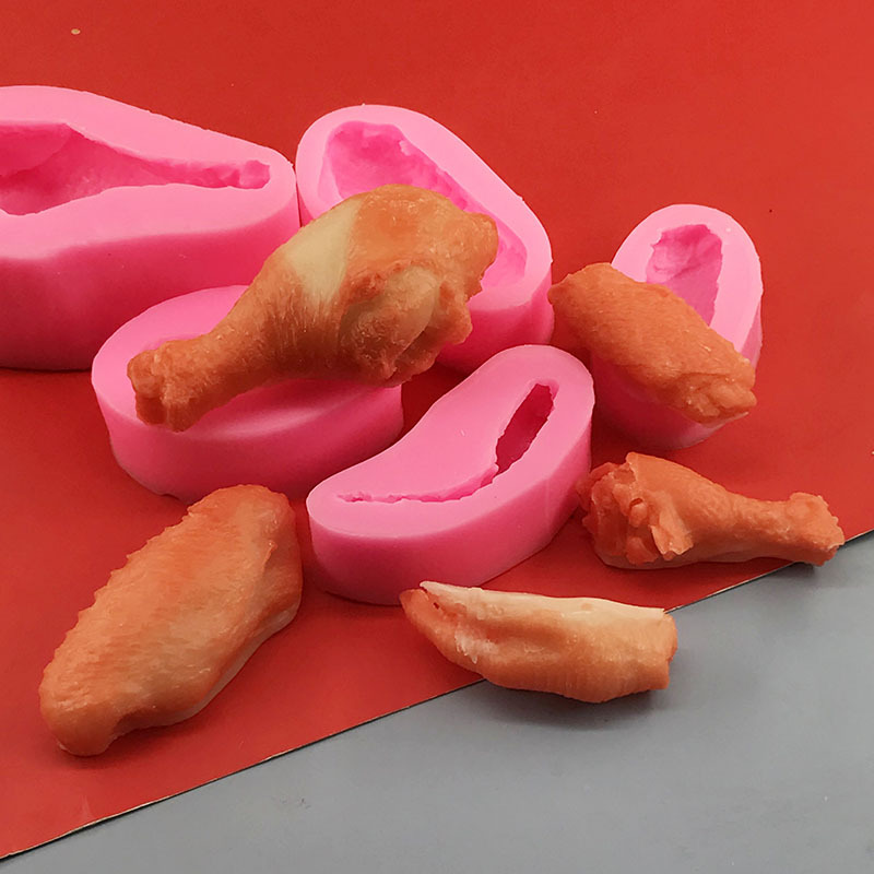 仿真雞翅 熱狗 雞腿 雞爪硅膠模具捏捏樹脂食玩滴膠蠟燭石膏模具