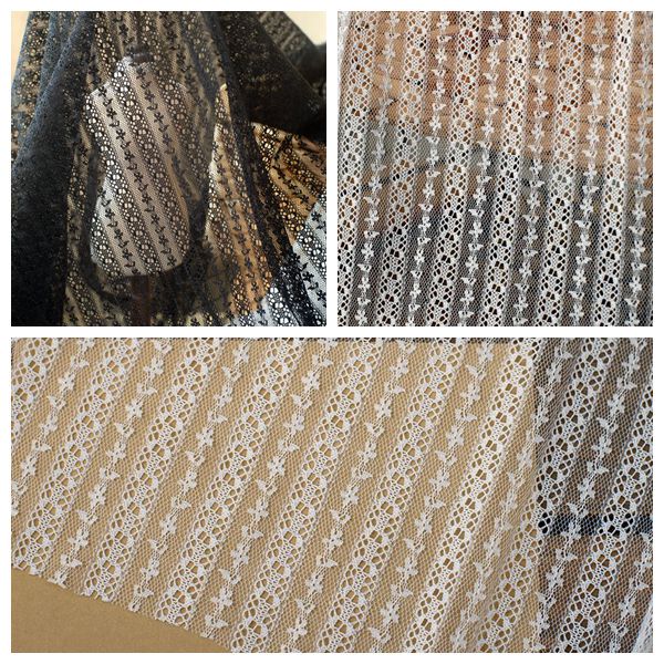 Japanese and Korean Vertical Striped Lace Mesh Skirt Fabric DIY Handmade Clothing Fabric Home Textile Curtain Background Decoration Fabric