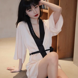 丝绸吊带睡裙睡袍女冰丝睡衣短袖套装薄款家居服性感性感妩媚