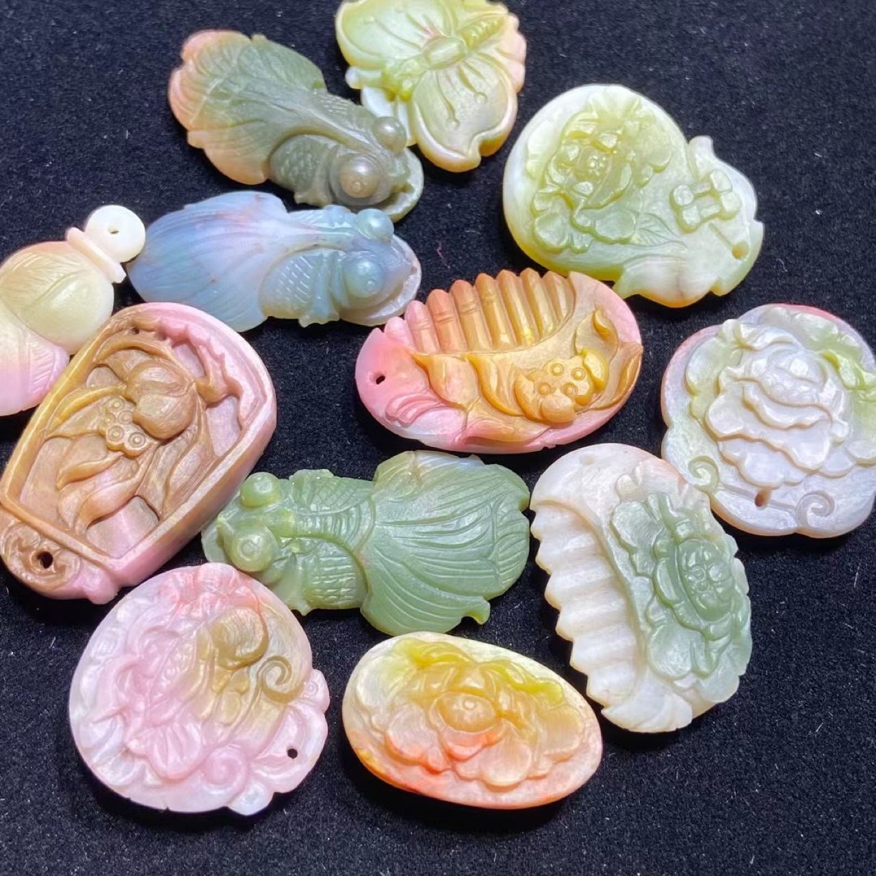 四川天然盐源玛瑙文玩雕刻件男女情侣款吊坠项链可DIY绕线镶嵌