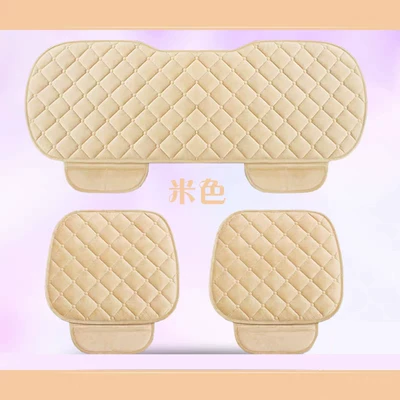 Set for Front and Rear Seats – Seat cushion, seat cover - diamond-velvet-beige-three-piece-set