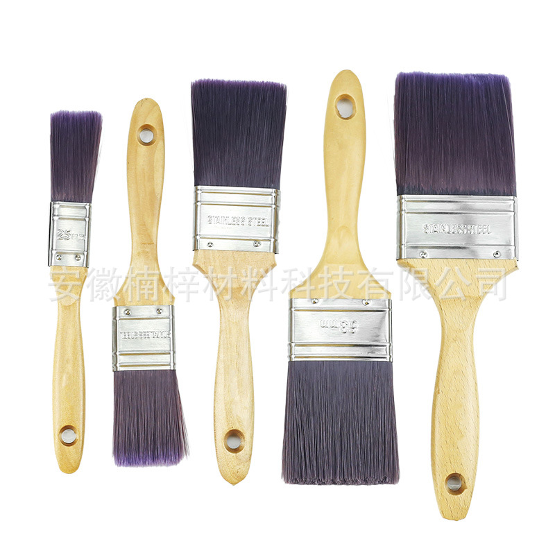 源头工厂紫色磨尖丝清漆原木油漆涂刷工具杨木手柄油漆刷量大从优