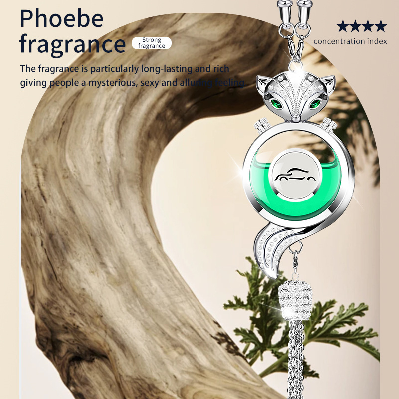 Car hanging | Qìchē Freshener Pendant - fox-silver-alloy-pendant-with-sandalwood-fragrance-small-car-logo