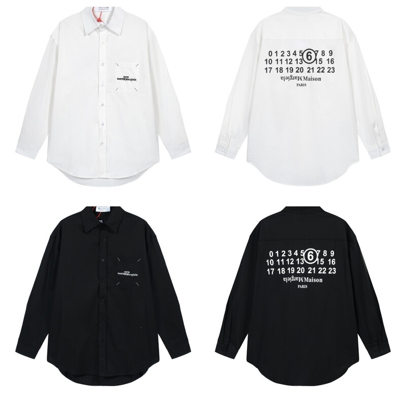 Cross-Border Trendy Brand Mm6 Maison Margiela Classic Letter and Number Print Unisex Short-Sleeve Shirt