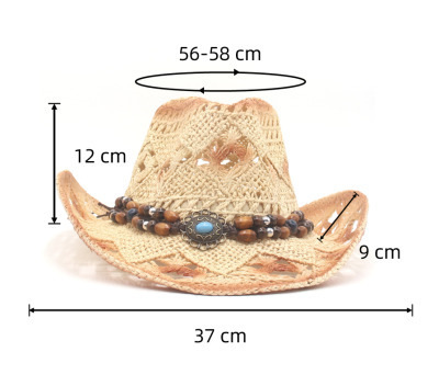 Cross-border Novo local panorâmico ao ar livre praia estilo étnico chapéu de cowboy ocidental protetor solar chapéu de palha chapéu de jazz chapéu_voghion.com