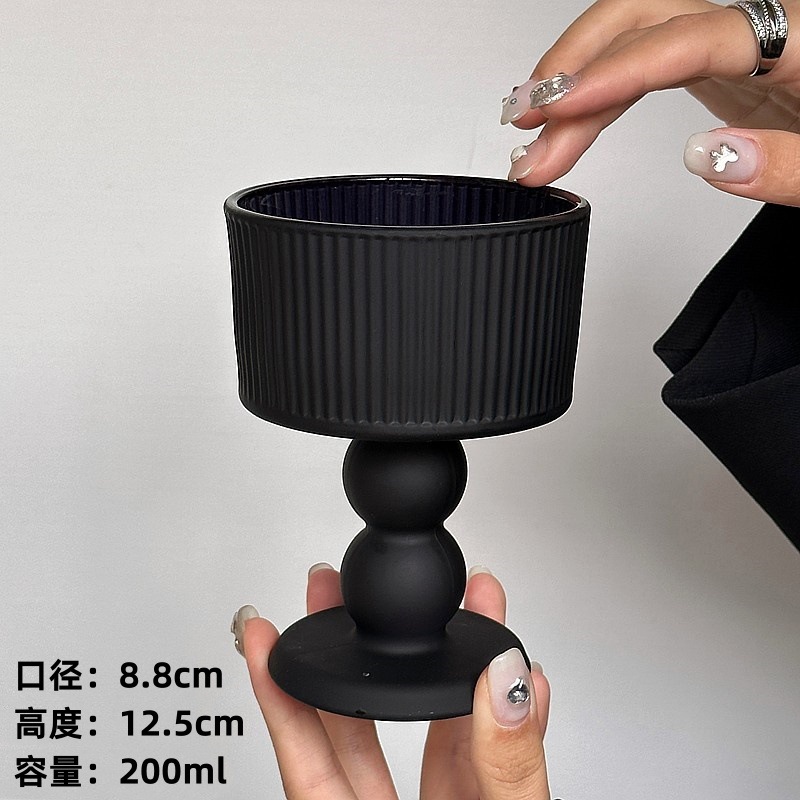 Retro silencioso vidrio negro esmaltado estilo francés medieval taza de pie alto insins viento de alto grado lámpara de escritorio modelado candelabro adornos