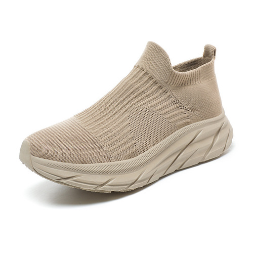 Women's Shoes Socks Shoes Cross-border Heyin Bestselling Mesh Breathable Running Shoes Thick Sole Lightweight Slip-on Sports Casual Men's Shoes