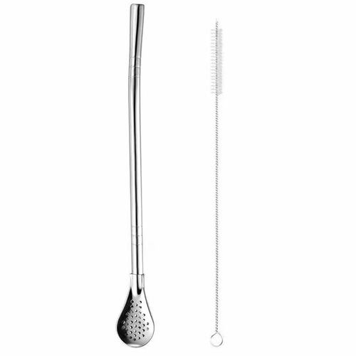 304 stainless steel straw colander creative dual-purpose yerba mate spoon milk tea coffee drink stirring filter straw spoon