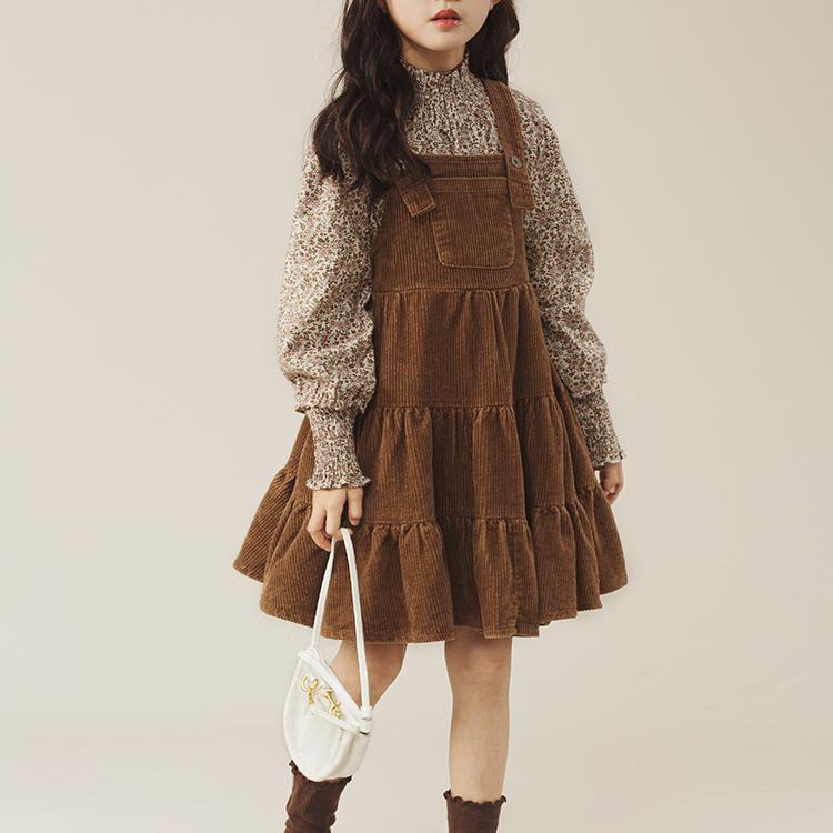 女童春装裙子套装2025新款洋气女孩碎花裙两件套中大童背带连衣裙