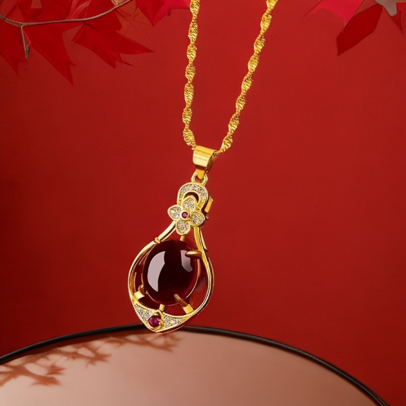 [Take on Delivery] Copper Gold-Plated Necklace Women's Accessible Luxury Niche Clavicle Chain Retro Elegant Clavicle Chain