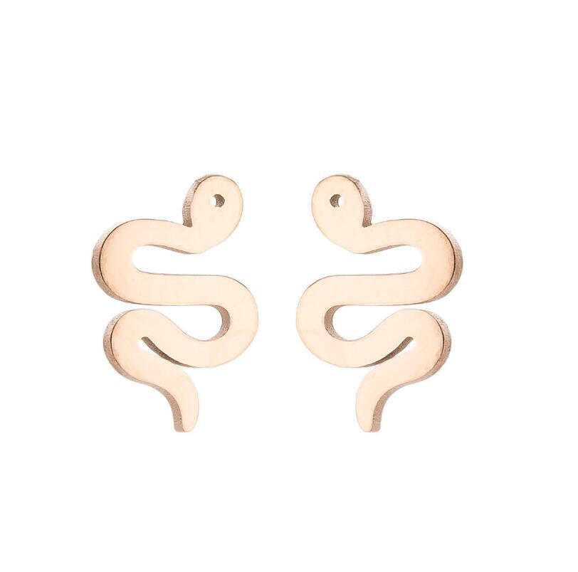 1 Pair Simple Style Snake Stainless Steel Plating Ear Studs display picture 2
