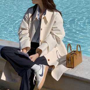 Minute Style All-Match Commuter Lapel Single-Breasted Clear Color Loose Casual Coat Jacket