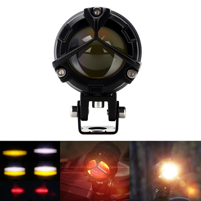 High-Brightness Motorcycle Led White-Yellow Flashing Red Devil Eye Spotlight Electric Vehicle High and Low Beam Paving Headlight Spotlight (Motorcycle headlights, headlights) - white-and-yellow-flash-red-devil-eyes