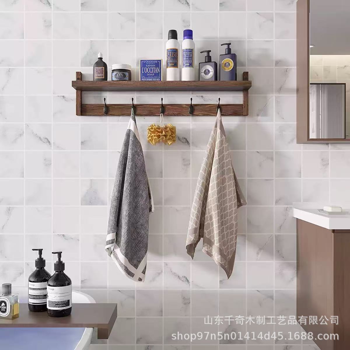 Perchas de madera, colgadores de baño de pared, estantes para artículos diversos en la pared de la sala de estar, estantes para llaves de entrada