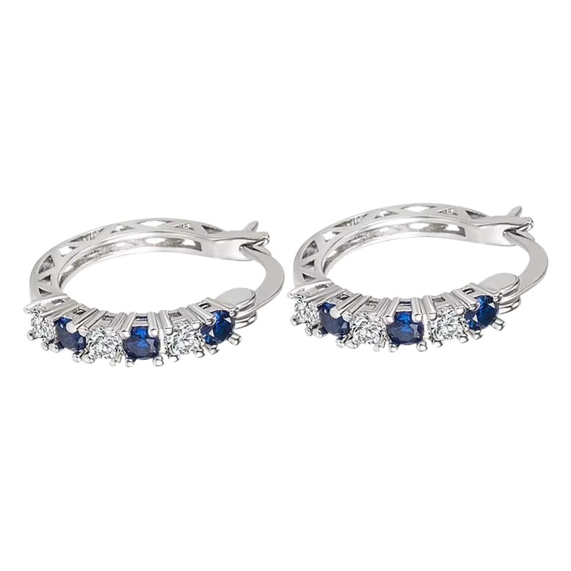 European and american fashion simple temperament circle hollow diamond women's earrings two buckle ear jewelry factory direct sales